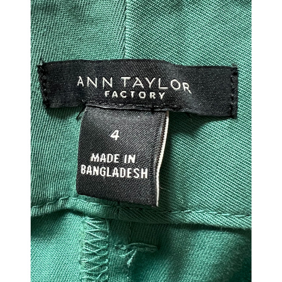 Ann Taylor Pants Womens Size 4 Green Cuffed Pockets Ankle Twill Mid Rise Zip NWT - Picture 2 of 9